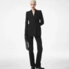 Sharp Herringbone Tailored Straight Pants