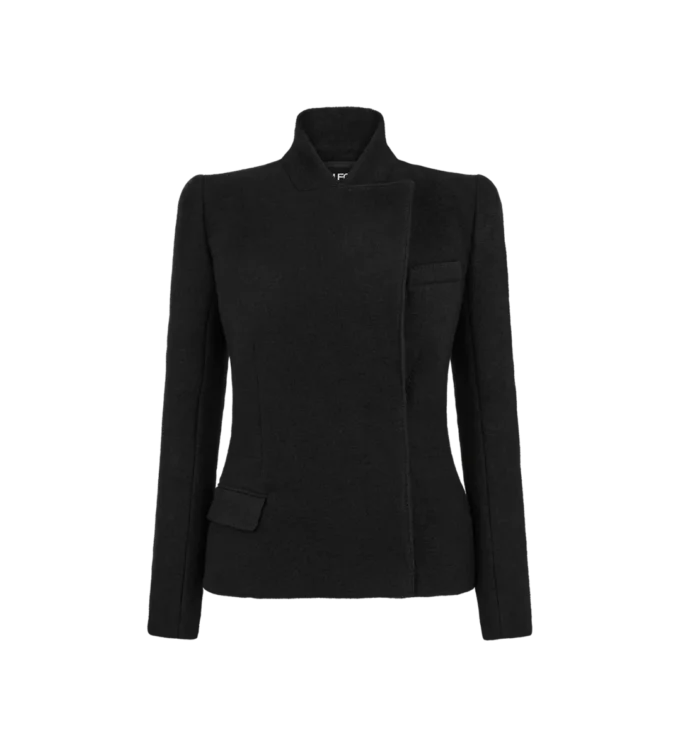 Compact Stretch Boucle’ Wrap Jacket