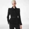 Compact Stretch Boucle’ Wrap Jacket