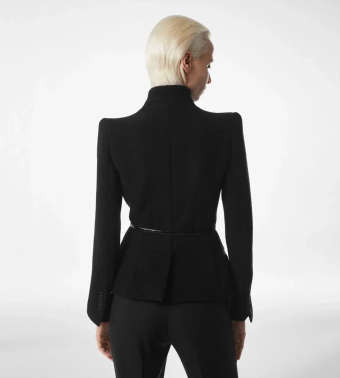 Compact Stretch Boucle’ Wrap Jacket