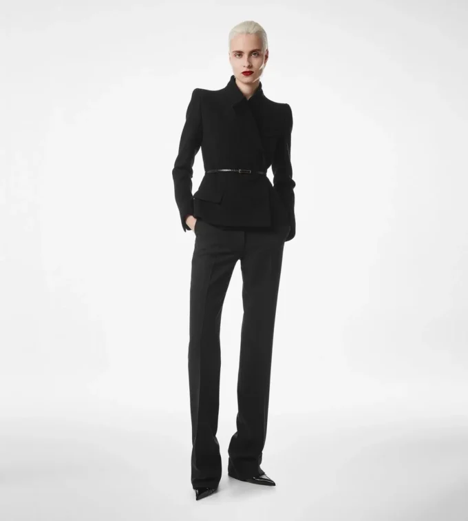 Compact Stretch Boucle’ Wrap Jacket