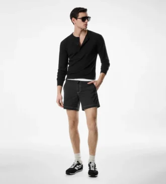 Cotton Stretch Rib Henley