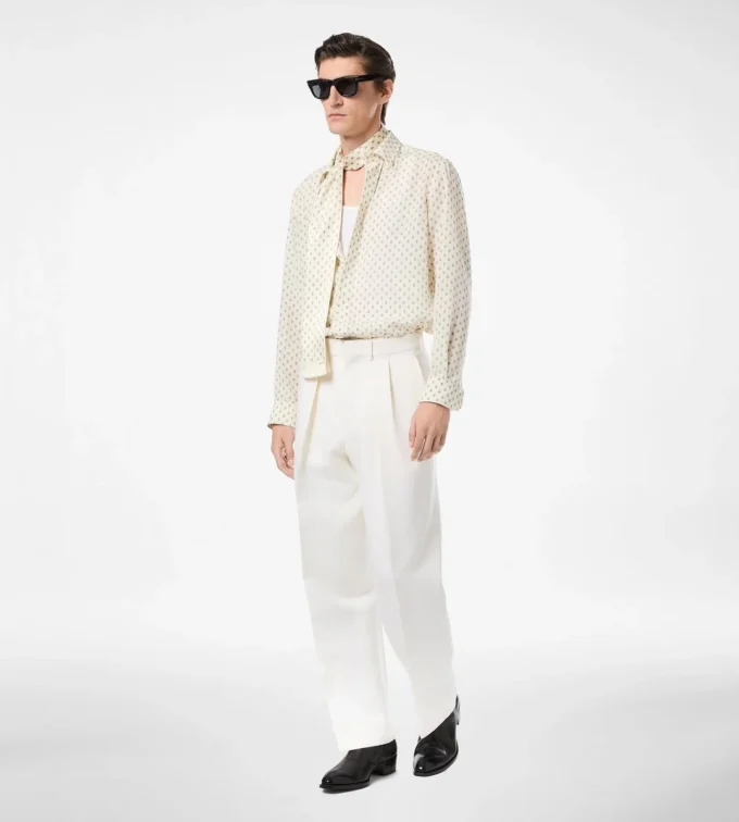 Crepe De Chine Paisley Print Fluid Fit Shirt