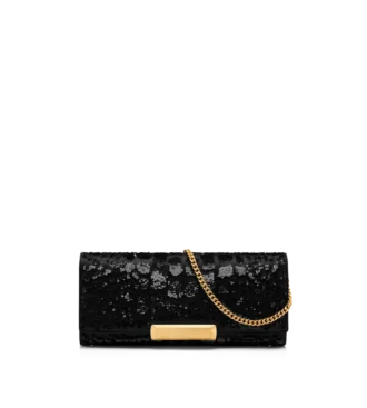 Croc-Effect Sequin Embroidery Bar Clutch