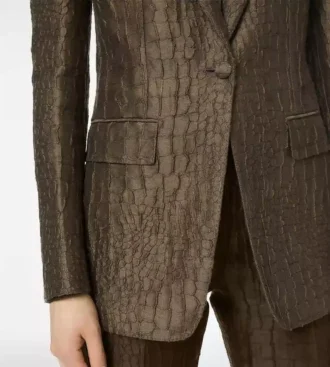 Croco Jacquard Single Breasted Peak Lapel Jacket