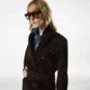 Double Breasted Belted Suede Coat