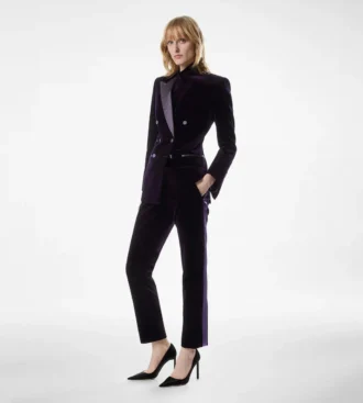 Tailored Tuxedo Skinny Cigarette Velvet Pants