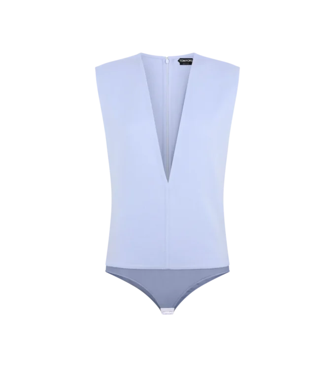 Double Face Light Wool V-Neck Bodysuit