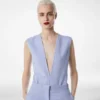 Double Face Light Wool V-Neck Bodysuit
