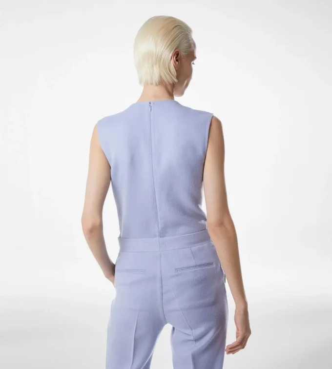 Double Face Light Wool V-Neck Bodysuit