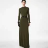 Full Needle Fine Cashmere Silk Crewneck Column Dress