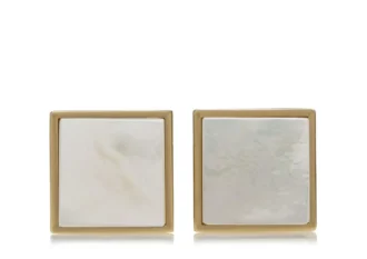 Gold and Pearl Square Cufflinks