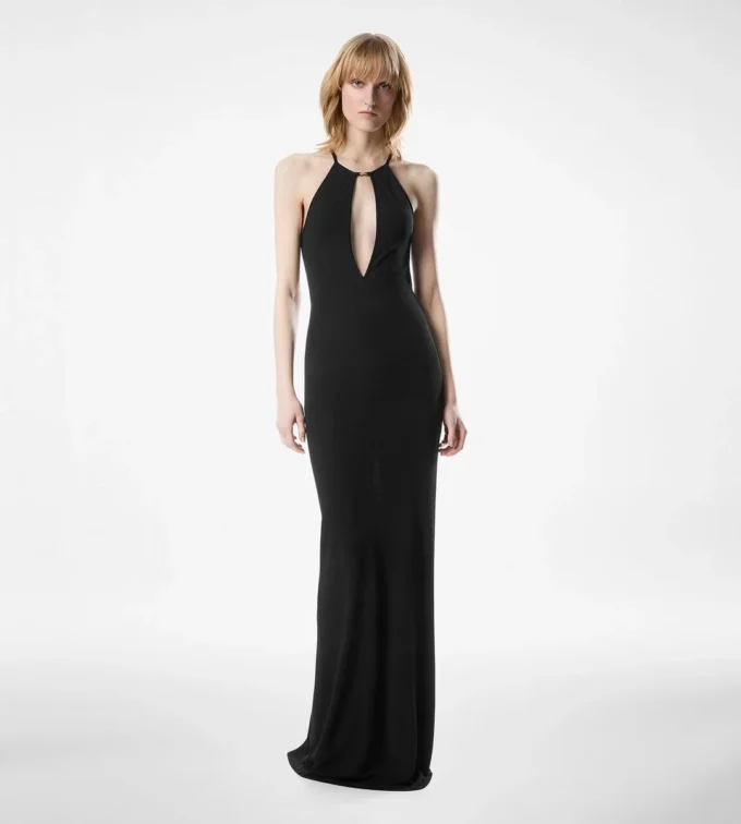 Halterneck Evening Dress with Cut Out