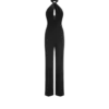 Halterneck Twist Front Velvet Jumpsuit