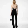 Halterneck Twist Front Velvet Jumpsuit