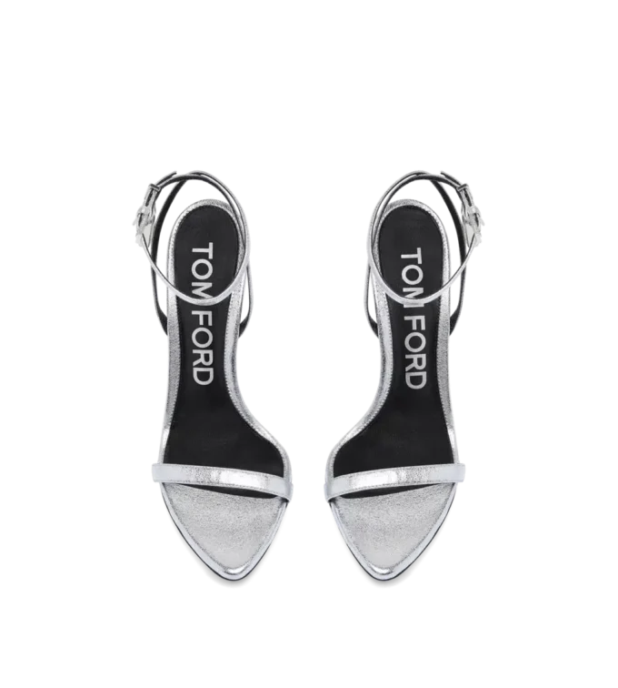 Laminated Nappa Leather Padlock Pointy Naked Sandal