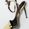 Laminated Nappa Leather Padlock Pointy Naked Sandal