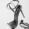 Laminated Nappa Leather Padlock Pointy Naked Sandal