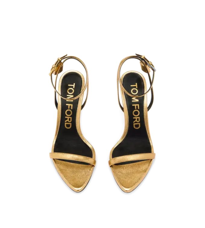 Laminated Nappa Leather Padlock Pointy Naked Sandal 85Mm