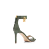 Lizard-Effect Suede Leather Padlock Sandal