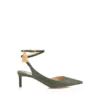 Lizard-Effect Suede Leather Padlock Slingback
