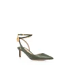 Lizard-Effect Suede Leather Padlock Slingback