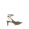Lizard-Effect Suede Leather Padlock Slingback