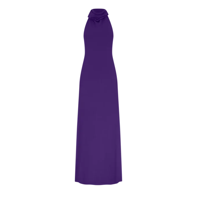 Long Halterneck Dress with Pockets and Open Back
