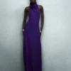 Long Halterneck Dress with Pockets and Open Back