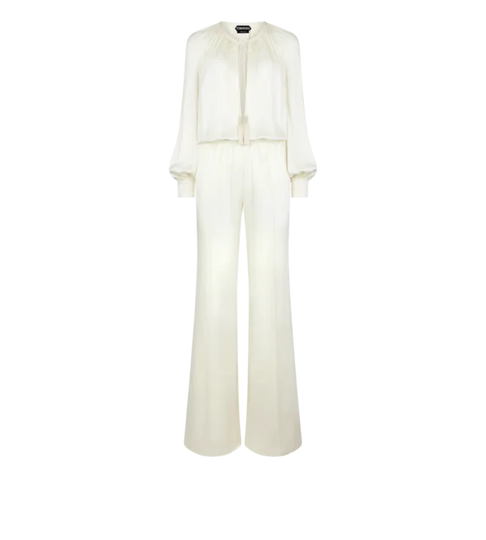 Long Sleeve Gathered Jumpsuit