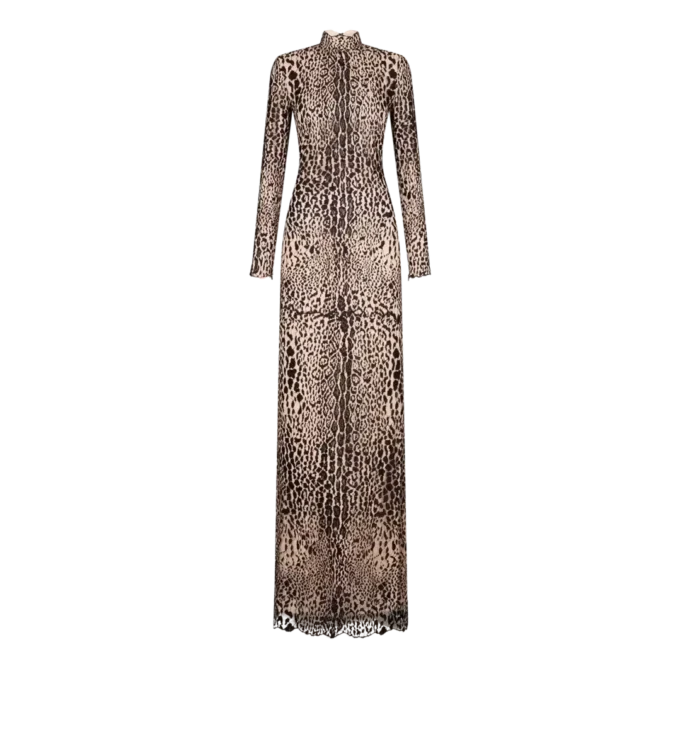 Long Sleeve Mock Neck Evening Dress