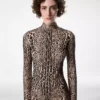 Long Sleeve Mock Neck Evening Dress