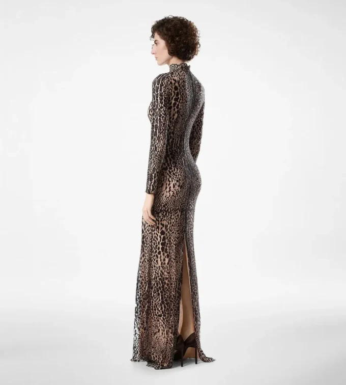 Long Sleeve Mock Neck Evening Dress
