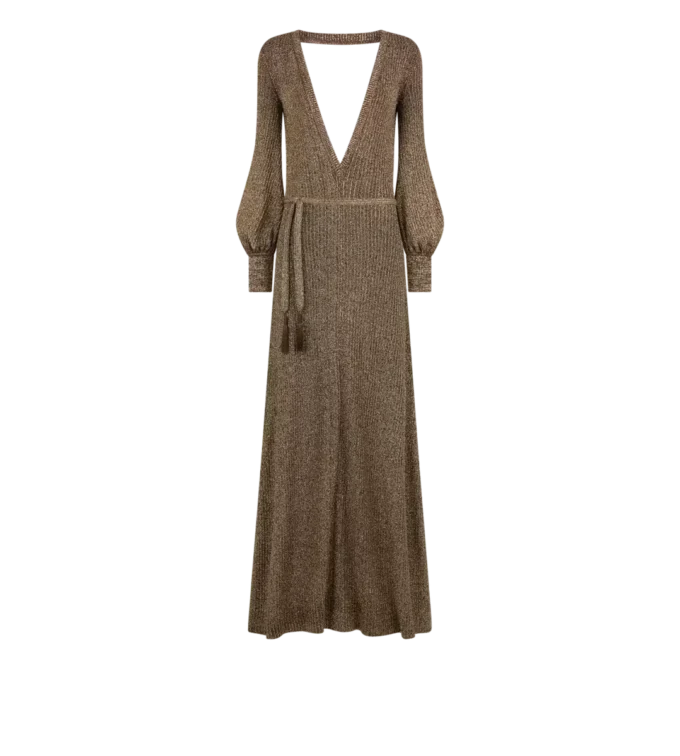 Long V-Neck Dress with Open Back