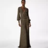 Long V-Neck Dress with Open Back