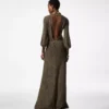 Long V-Neck Dress with Open Back