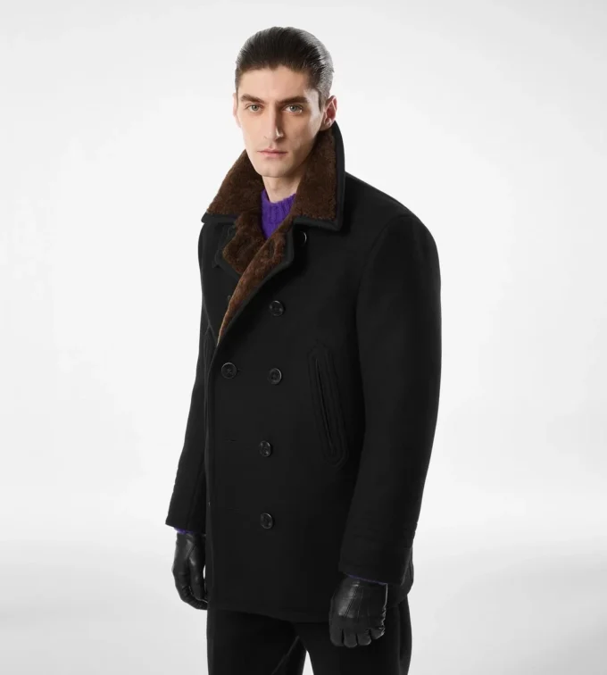 Melton Wool Shearling Peacoat Melton Wool Shearling Peacoat
