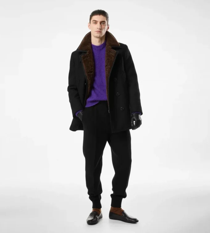 Melton Wool Shearling Peacoat Melton Wool Shearling Peacoat