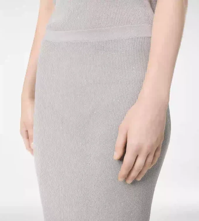 Micro Sequins Embellished Rib Long Skirt Micro Sequins Embellished Rib Long Skirt