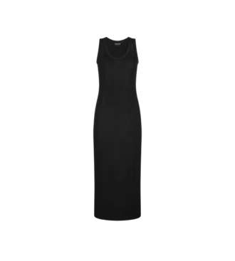 Micro Sequins Embellished Rib Mid-Length Tank Dress