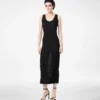Micro Sequins Embellished Rib Mid-Length Tank Dress