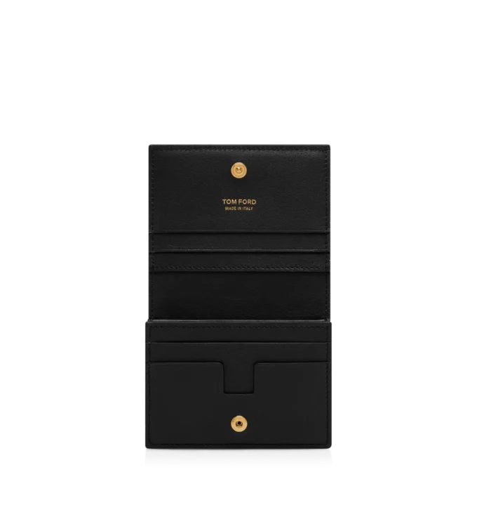 Natural Grain Leather Padlock Compact Wallet