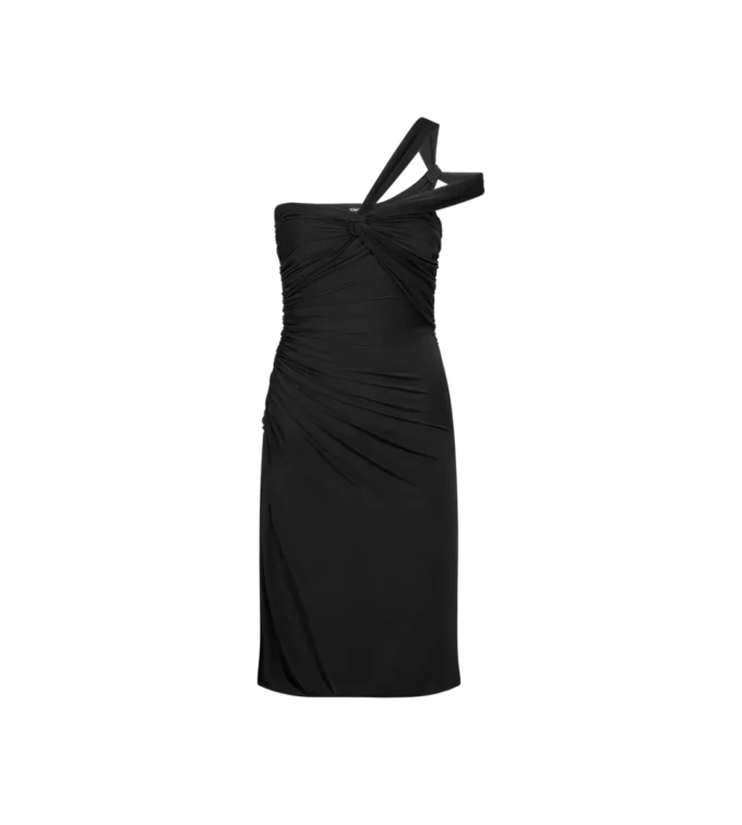 One Shoulder Twist Front Cocktail Dress