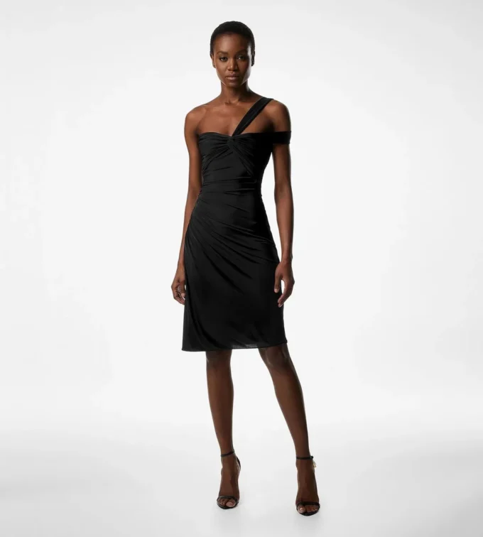 One Shoulder Twist Front Cocktail Dress