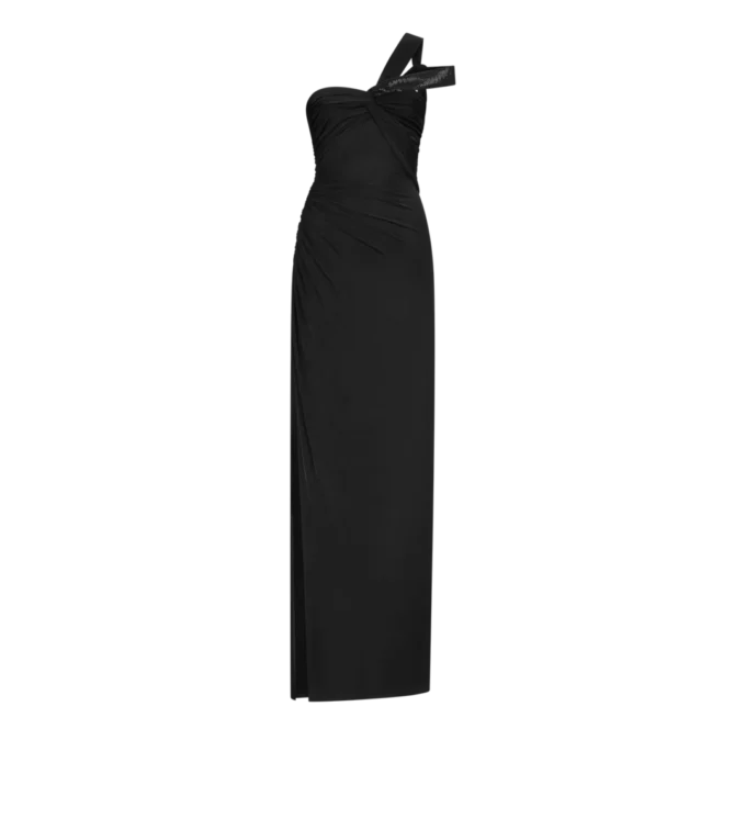 One Shoulder Twist Front Evening Dress
