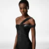 One Shoulder Twist Front Evening Dress