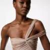 One Shoulder Twist Front Evening Dress