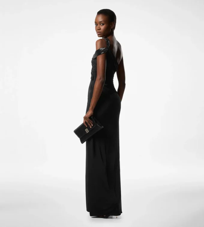 One Shoulder Twist Front Evening Dress