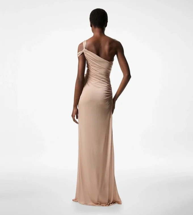 One Shoulder Twist Front Evening Dress