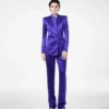 Polka Dot Jacquard Pleated Straight Pants